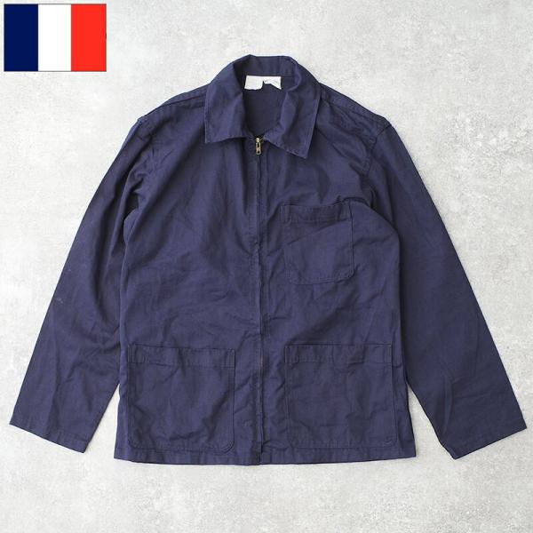フランス軍 80s ワークジャケット ネイビー ジッパータイプ USED JJ429UN 仏軍 ブル...
