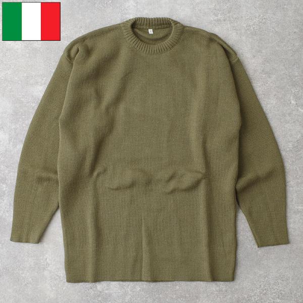 イタリア軍 クルーネックセーター オリーブ デッドストック ZJW507NN ニット 防寒着 保温 ...