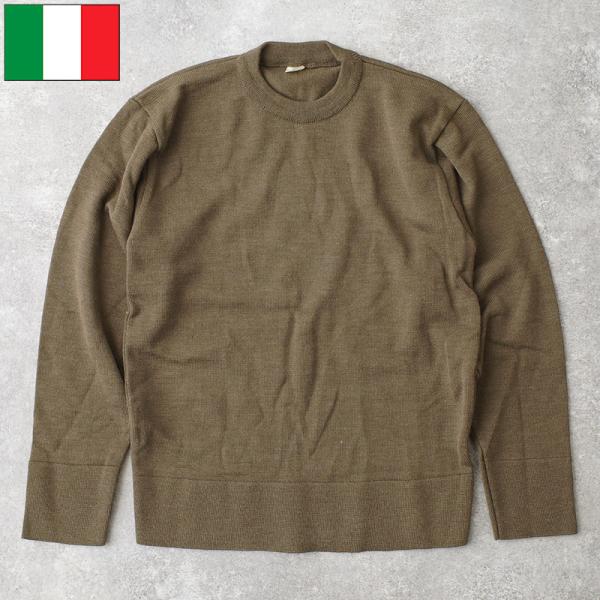 イタリア軍 クルーネックセーター ブラウン デッドストック ZJW507NN ニット 防寒着 保温 ...