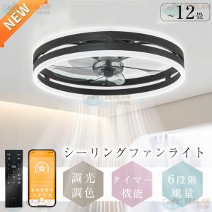 シーリングファンライト 音楽 シーリングファン ファン 洗面所 照明 6畳 10畳12畳 照明器具 bluetooth 首振り 調光調色 APP対応 6段調節 静音 軽量 扇風機
