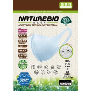 NATUREBIO MASK 天然成分配合3Dマスク ライトブルー 防臭/飛沫対策/UV/吸汗速乾 大きいサイズ有 74190084(パケット便送料無料)｜sealass