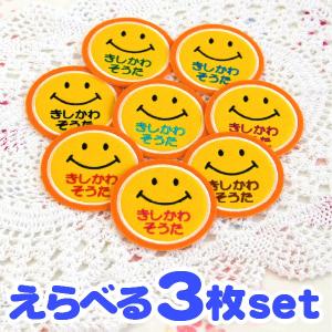 スマイル お名前ワッペン 大きい アイロン 名入れ アップリケ smile