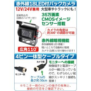 バックカメラ 一体型 4ピンケーブル 20mケ...の詳細画像1