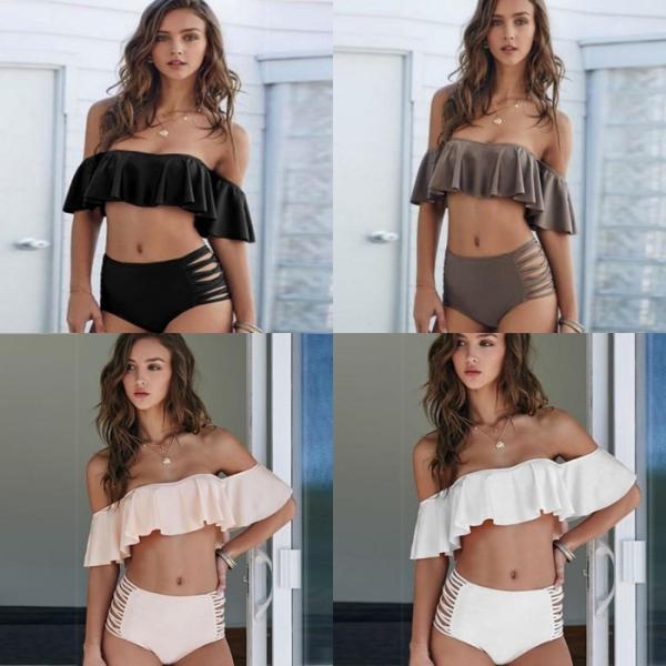 [Seap] 水着 レディース オフショル オフショルダー 体型カバー チューブトップ バンドゥ ビ...