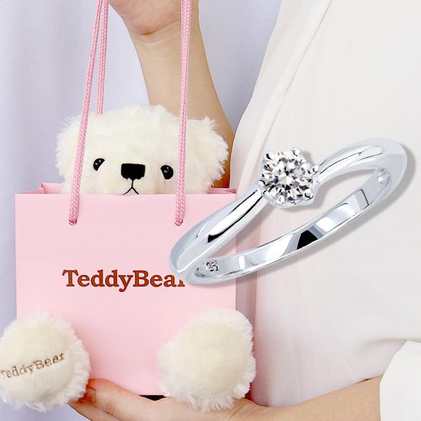 シルバーリング キュービックジルコニア プロポーズ 婚約指輪 テディベア セット 誕生日 プレゼント...
