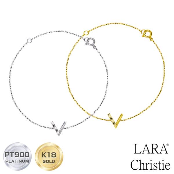 ブレスレット レディース 18金 プラチナ 地金 約0.56g V デザイン PT900 ゴールド ...