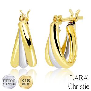 ピアス 18金 レディース メンズ フープ フープピアス 地金 プラチナ PT900 ゴールド K18 コンビピアス LPUC ララクリスティー