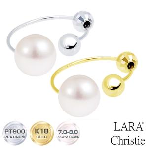 イヤーカフ あこや真珠 7.0-8.0mm パール レディース イヤリング ミラーボール プラチナ 18金 ゴールド K18 LPAC ララクリスティー