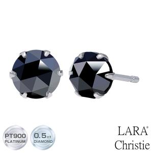 ピアス レディース メンズ プラチナ ブラックダイヤモンド 計0.5ct 一粒 Pt900 ローズカット 6本爪 LPUC ララクリスティー｜sears-collection