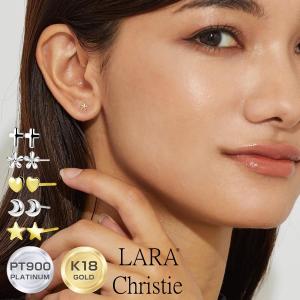 ピアス 18金 レディース メンズ プラチナ K18 地金 クロス 花 ハート 星 月 PT900 ゴールド プティ LPUC ララクリスティー