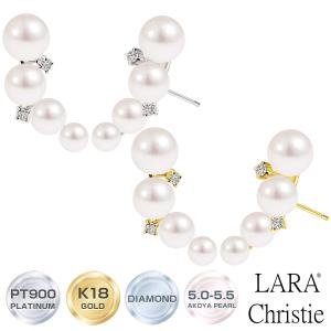 ピアス あこや真珠 5.0-5.5mm ダイヤモンド レディース グラデーション プラチナ 18金 PT900 ゴールド K18 LPAC ララクリスティーの商品画像
