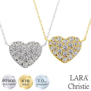 ネックレス レディース 18金 ダイヤ ダイヤモンド 1.0ct プラチナ PT900 K18 ゴールド ハート パヴェ ララクリスティー LPUCの商品画像