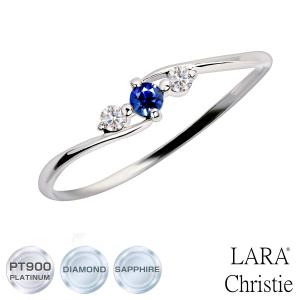 リング レディース 天然ダイヤモンド 0.05ct PT900 K18 ゴールド ブルーサファイヤ LARA Christie ララクリスティー｜sears-collection