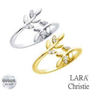 ピンキーリング レディース シルバー925 シルバー イエローゴールド リーフデザイン ジルコニア sv925  リング 指輪 LSC ララクリスティー