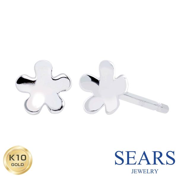 ピアス レディース K10 スタッドピアス 花 フラワー 5枚花 10金  スタッド 誕生日 プレゼ...