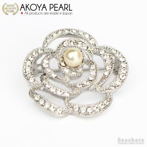 あこや真珠 パール ブローチ デザインフラワー レディース