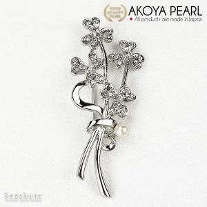 ミキモト MIKIMOTO ブローチ 金属素材xパール シルバーxホワイト 定番