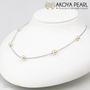 真珠 5珠 ネックレス ステーション レディース ホワイト 6.0-6.5mm SV925 シルバー カジュアル あこや アコヤ パール ポイント利用 (5709)