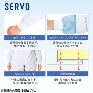 サーヴォ 高温作業 食品工場 白衣 半袖 ジャ...の詳細画像3