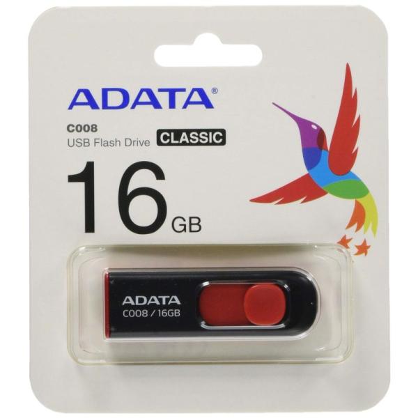 ADATA USBメモリ 16GB USB2.0 スライド式 ブラック AC008-16G-RKD