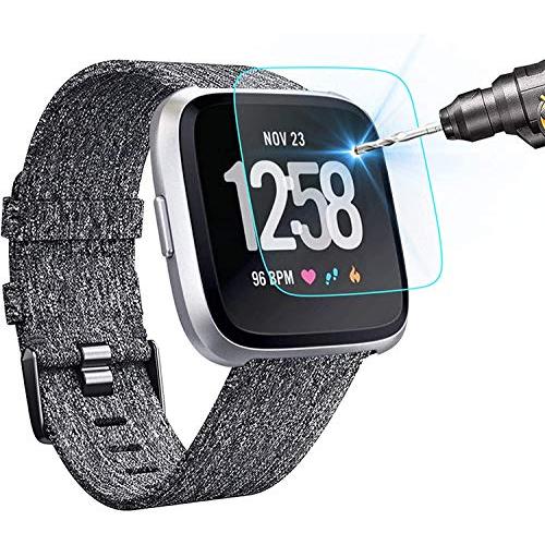 Lamshaw Fitbit Versa 保護フィルム, 9H ガラスフィルム カバー 対応 Fit...