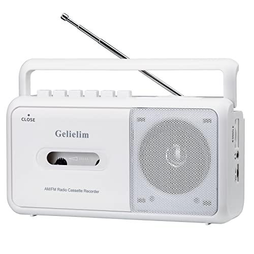 Gelielim ラジカセ FM/AM/ワイドFM対応 カセットテープ再生/録音 ポータブルカセット...