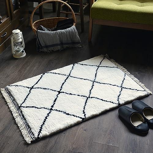 ＲＵＧＳ‐ＦＡＣＴＯＲＹ 玄関マット 室内 北欧 ベニワレン 風 ホワイト エメルA 45x75 c...