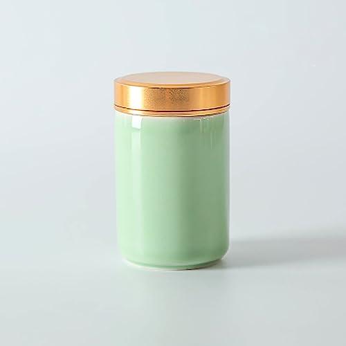 茶筒 お茶缶 茶入れ お茶用 手作り 抹茶 茶道 茶具 陶器（緑）