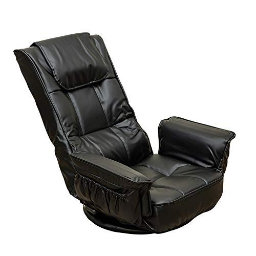 レバー式回転座椅子 ブラック 14段リクライニング 合成皮革 PVC 完成品 CXD-03BK