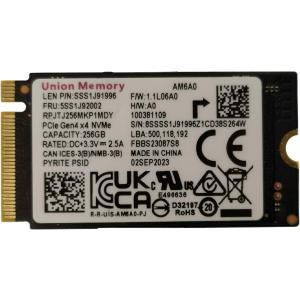 NVMe 256GB 2242 SSD Union Memory Lenovo純正品 M.2 PCIe 即納 新品PCからの抜き取り品 Lenovo FRU 00UP731 RPJTJ256MED1OWX