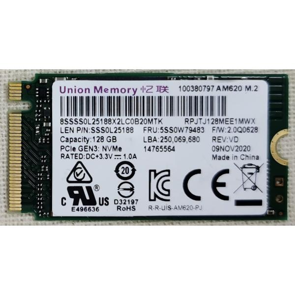 NVMe 128GB 2242 SSD Union Memory Lenovo純正品 M.2 PCI...