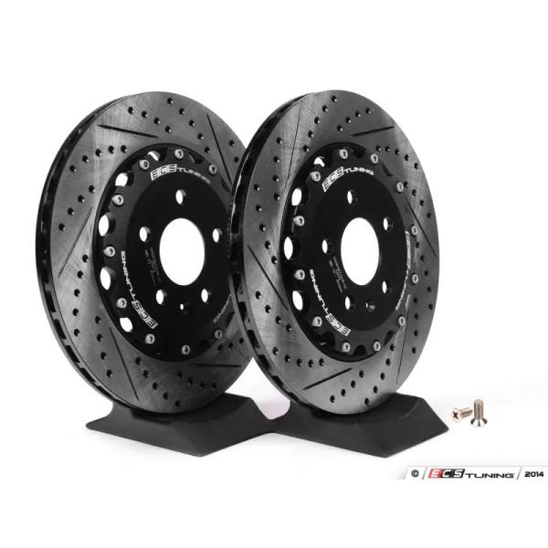 B8 S4 / S5 リア 2ピース ブレーキローター ドリルホール＆スリット入り ( 330 x ...