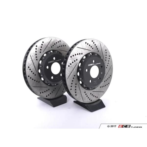 B9 S4 / S5 フロント 2ピース ブレーキローター ドリルホール＆スリット入り ( 350 ...