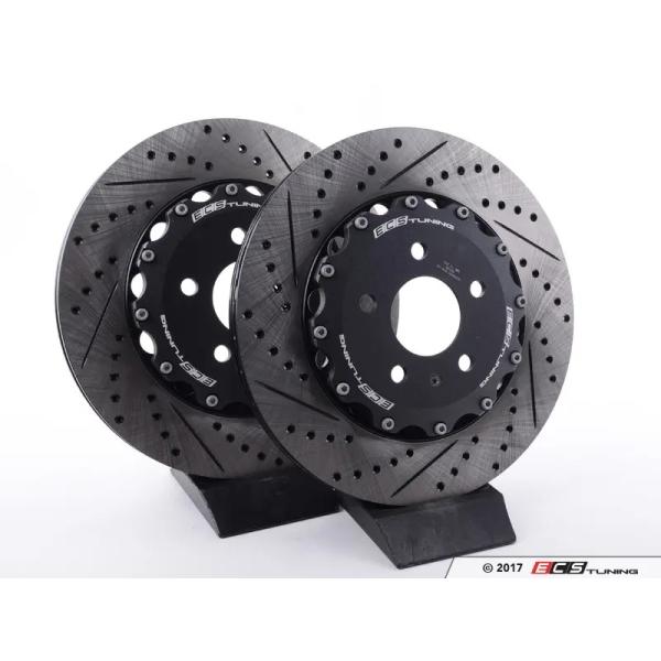 B9 S4 / S5 リア 2ピース ブレーキローター ドリルホール＆スリット入り ( 330 x ...