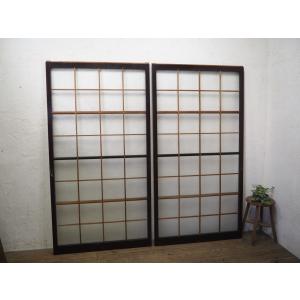 大阪引取限定　建具　レトロ建具　昭和建具　ビンテージ建具　昭和ガラス　店舗計器 タJ0332◇(2)【H176,5cm×W88cm】×2枚◇昭和レトロなデザインガラスの