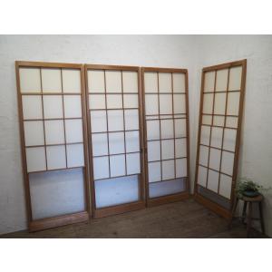 タN0831◇(1)【H177cm×W90cm】×4枚◇珍しいアルミフレームの雪見障子戸