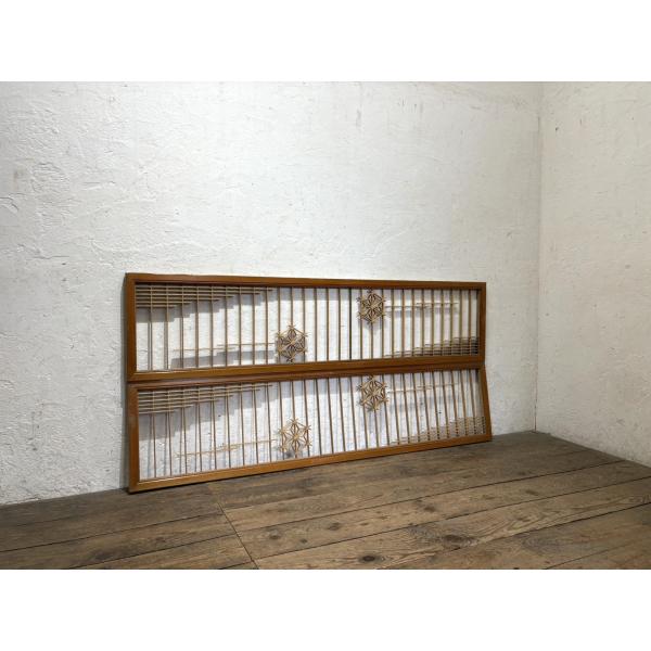 タA1812◆【H40,5cm×W172cm】×2枚◆素敵な組子細工の古い木製欄間◆建具 ランマ 明...