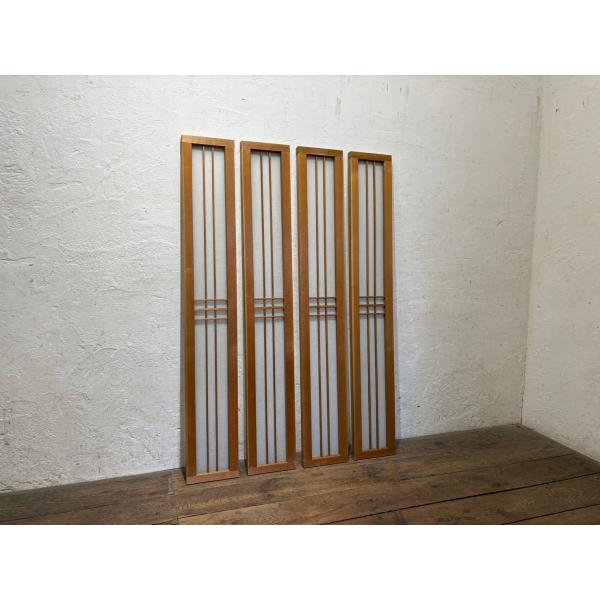 タA1825◆【H20,5cm×W134cm】×4枚◆アクリル板入り◆横長サイズのレトロな古い木製欄...