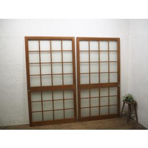 タX0696◇(1)【H176cm×W87cm】×2枚◇昭和レトロなデザインガラスの古い