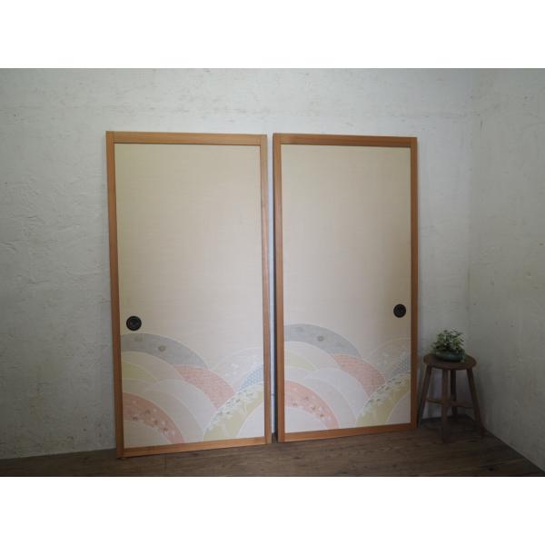 タE0076◆【H163,5cm×W80cm】×2枚◆レトロな味わいの片面襖◆建具 ふすま 引き戸 ...