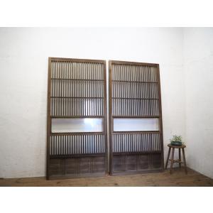 建具 ガラス 昭和 レトロ 木製 引き戸 タK0523◇(3)【H175,5cm×W84cm】×2枚◇ビンテージ◇レトロな古い木製