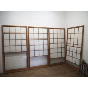 タH0001◇【H93cm×W90cm】×2枚◇アンティーク◇ゆらゆらガラスの古い木