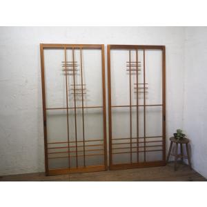 昭和レトロ　引き戸　ドア　扉　窓 楽天市場】【中古】 昭和レトロ ペイントガラス引き戸 2枚セット