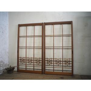 タE0304◇(2)【H177cm×W67,5cm】×2枚◇昭和レトロな古い木枠ガラス戸