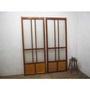 タJ0333◇(3)【H177cm×W88cm】×2枚◇昭和レトロなデザインガラスの古い