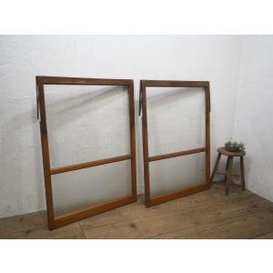 タK0892◇【H86cm×W82cm】×2枚◇昭和レトロなデザインガラスの