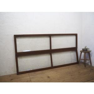 少し大きな古いガラス扉＊レトロ＊古道具 タT562◇【H115cm×W40cm】×2枚◇アンティーク◇ガラス入り◇観音開きの