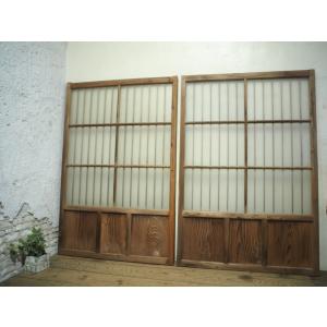 タX0696◇(1)【H176cm×W87cm】×2枚◇昭和レトロなデザインガラスの古い