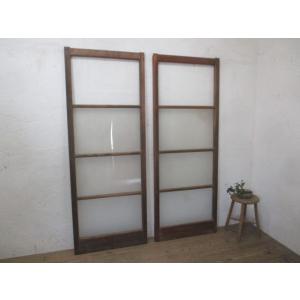 タG0746◇【H175cm×W88cm】×2枚◇昭和レトロな味わいの古い木製ガラス