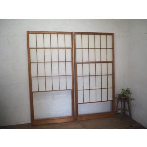 タO0417◆(2)【H182,5cm×W87cm】×2枚◆状態の良い大きい雪見障子戸◆建具 ガラス戸 引き戸 和室 古民家 内装 居酒屋 旅館 ホテルM松